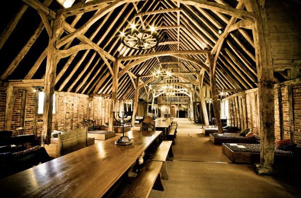 The atmospheric Tudor barn provides a huge space for a unique farm stay